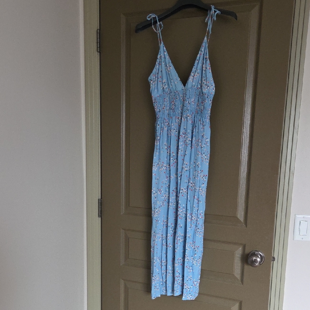 Zara Light Blue Floral Maxi Dress